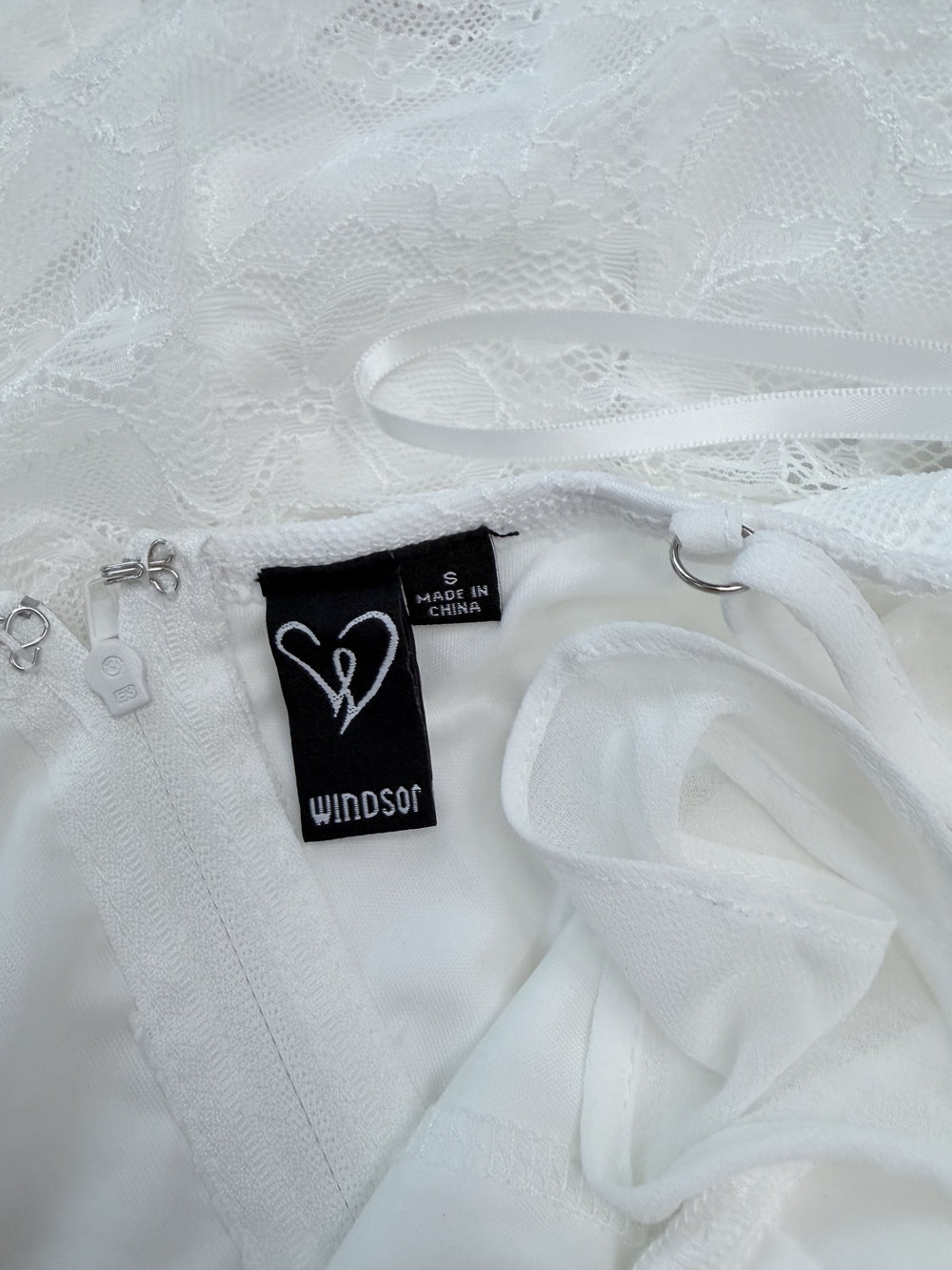 Windsor White Mini Dress Size Small Ruffled Straps Corset Style Dress - Picture 6 of 6